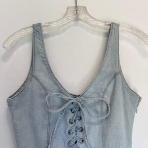 DL1961 Light Blue Denim Lace-Up Jumpsuit